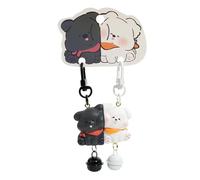 Naroote Llaveros de Pareja de Cachorros en Blanco y Negro, Lindos Llaveros a Juego para Mejores Amigos con Conjunto de Imán y Campana para Bolso, Bolso, Mochila, Regalo de San (Tipo Perro Negro