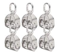 Naroote M15 Bloque de Doble Polea, Polea de Cable Bloque de Cuerda de Elevación de Doble Rueda 10pcs Acero Inoxidable con de Cabeza Giratoria de 360 Grados para la Cuerda para Operaciones de Alta