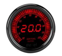 Naroote Medidor de Relación Aire- Negro de 52 Mm con Iluminación LED de 7 Colores para Mejorar el Rendimiento del Motor, Accesorio para Automóvil, Material ABS, 1 Unidad