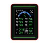 Naroote Medidor Portátil de Calidad del Aire Interior 18 en 1 CO2 TVOC HCHO PM2.5 Probador para el Hogar ABS Negro