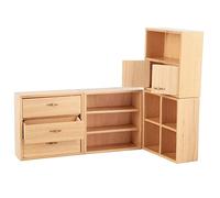 Naroote Mini Gabinete de Madera Elegante Decoración de Casa de Muñecas para Libro Esmaltado Verde, Unidad Blanca de 4 Uds para Dormitorio, Sala de Estar, Muebles de Juguete (Sin Pintar)