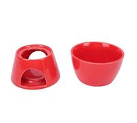Naroote Mini Juego de Ollas de Fondue de Cerámica para Amantes del Queso y Chocolate |Set de Regalo de Fondue de Cerámica Resistente, de Limpieza Rápida y Diseño Dividido para Fiestas, Citas