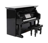 Naroote Modelo Musical de Piano en Miniatura, Artesanía Exquisita para Decoración del Hogar y Regalos, Tilo Negro con Silla