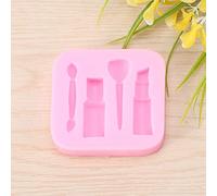 Naroote Molde de Silicona para Pasteles de Fondant Molde Creativo para Hornear Chocolate Sugarcraft para Bodas Cumpleaños Decoraciones Navideñas 2.3" X 2.4" X 0.6" Lápiz Labial Rosa y Pincel