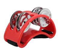 Naroote Pandereta de Pie, Pandereta Elíptica Jingle de Percusión, Caja de Cajón, Accesorios de Batería para Tocar Guitarra y Batería (rojo)