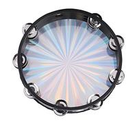 Naroote Pandereta Láser Reflectante ABS Multicolor de 10 Pulgadas con Cascabeles de Doble para Entusiastas de la Percusión y Amantes de la Música