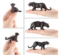 Naroote Pantera Negra Peluche Figuras Modelo Realistas para Educación Infantil, 5 Piezas Juguetes de Animales del Bosque para Aprender, Material Seguro para Niños, Fácil de Llevar para Jugar a (BLACK)