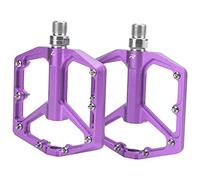 Naroote Pedales de Bicicleta de Montaña, Pedales Planos de Aleación de Aluminio, de Diseño de Ranura con de Rodamiento DU, Ideales para Bicicletas de Montaña y de Carretera (Purple)
