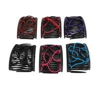 Naroote Peines Elásticos Mágicos para el Cabello, Clips Flexibles que No Se Arrugan, para Mujeres y Niñas, Accesorios Multiusos para el Cabello para Uso Diario, Color Negro, Paquete de 6