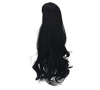 Naroote Peluca de Pelo de Muñeca, Peluca Negra Natural Rizada Larga para Muñeca de 1/3, Accesorios de Repuesto para Muñecas, Malla Interior de Alta Elasticidad para un Ajuste Natural, Adecuada para