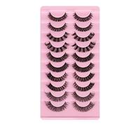 Naroote Pestañas Postizas Autoadhesivas Gruesas Naturales 10 Pares de Pestañas Reutilizables para Uso Diario Color Negro (6)