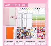 Naroote Planificador de Presupuesto Carpeta de Cuero de PU Organizador de Presupuesto para Presupuestar Carpeta de Ahorro de Dinero 12 Sobres de Organizador de con Hebilla para Viajes Escolares en