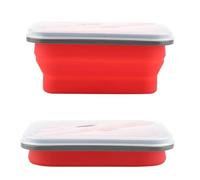 Naroote Plegable de Silicona Contenedor de Almacenamiento de Alimentos Portátil para Trabajadores de Oficina, Plegable sin BPA para Microondas y Lavavajillas, Capacidad de 600 Ml, Verde (rojo)