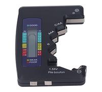 Naroote Probador de Batería Digital Pantalla LCD ABS Eficiente Comprobador de Batería de Botón Portátil para Medición de 1,5 V 9 V, para Pilas de Botón AA AAA C D 9 6F22 (BLACK)