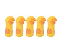 Naroote Protector de Tijeras para Cutículas, Funda Recortadora de Silicona con Forma de Pata de Gato para Profesionales de Salón de Uñas, 5 uds. (Yellow)