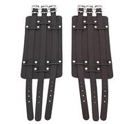Naroote Pulsera de Cuero Ancho, Cinturón de Muñeca de Cuero 2pcs Pulsador Ancho Pulsador de Espuma de Retro Ajustable Banda de Muñeca de de Artificial Banda de de Negro Marrón Negro