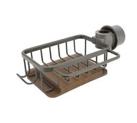 Naroote Ratchante de Platos, Organizador de Fregadero de Cocina Aluminio Engrosado Soporte de Esponja Multifunción Multifunción con Gancho de Varilla de Colgantes y Bandeja de Drenaje Caddy de (GREY)