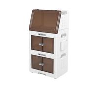 Naroote Rejilla para Secar Platos con Tapa Almacenamiento 3Niveles | Gabinete Apilable PP+ABS 15.75x11.02x29.13in Puerta Magnética y Tapa Sellada, Bandeja de Drenaje Porta Utensilios Apilable