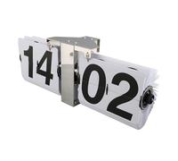 Naroote Reloj de Mesa con Tapa, Claros Vintage ABS y Reloj de Mesa Mecánico Automático de Metal para Sala de Estar (Paginas Blancas Acero Inoxidable 24h)