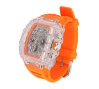 Naroote Reloj de Negocios Transparente, Correa de Silicona, Reloj Transparente de Moda para Hombres para Bodas (Banda Naranja)