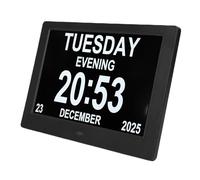 Naroote Reloj Despertador con Calendario Digital para Demencia con Día y Fecha para Personas Mayores, Pantalla de 3 Colores, Reloj de Alzheimer con Pantalla Grande de 8 Pulgadas, Ideal para Personas