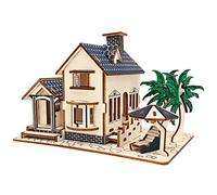 Naroote Rompecabezas 3D de Madera para Construcción de Villa, Modelo de Casa, Juguete para Niños, Kit Creativo de Bricolaje de 6 Años en Adelante para Fiesta, Material Educativo de Madera