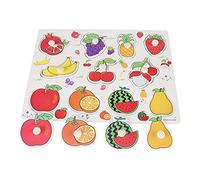 Naroote Rompecabezas Educativo de Madera con Perilla Cognitiva con Agarre Manual para Niños, Juguete No Tóxico para Números/Animales/Frutas, Mejora el Pensamiento Espacial y la Imaginación, Ideal