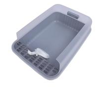 Naroote Semi-Fermé Cat Listier BAC, Subsive Plastic Cat Landier Bace con Subhor (Gris Claro)