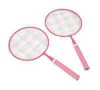 Naroote Set de Bádminton Infantil, Aleación de Hierro Al Aire Sports Kids Badminton Raquet Set con 3 Nylon Badminton Kids Raqueta de Tenis para el Patio Trasero del Estadio (Rosado)