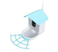 Naroote Smart Bird Feder, 1080p HD IP65 Impermeabiliza la Cámara de Reloj de Pájaros Inteligentes Transparentes con un Panel Solar para Animales Pequeños (Blue)