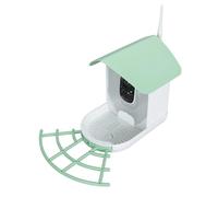 Naroote Smart Bird Feder, 1080p HD IP65 Impermeabiliza la Cámara de Reloj de Pájaros Inteligentes Transparentes con un Panel Solar para Animales Pequeños (Green)