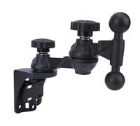 Naroote Soporte de Aluminio para Buscador de Peces, Soporte Electrónico Marino Ajustable, para GPS para Barco Reforzado con Cabezal de Bola Doble, Almohadilla de Goma y Múltiples Rotaciones de