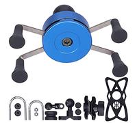 Naroote Soporte Universal para Manillar de Teléfono Móvil, Soporte Ajustable en Forma de X para iOS 7 8 SE X XS XR, Adecuado para Accesorios de Motocicleta (A (Azul))