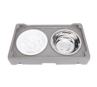 Naroote Tazón Criado en Perros Rentables Reduce la Presión del Cuello de Acero Inoxidable con Comida Lenta, un Tazón de Alimentos y Mascotas para Mascotas para Perros Grandes y medianos. (Grey)