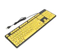 Naroote Teclado de Impresión Grande, Teclados de Computadora 104 Teclas USB Cableado con Letras de Impresión de Gran Tamaño para Estudiantes para Estudiantes Mayores con Discapacidad Visual