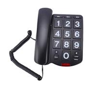 Naroote Teléfono con Cable de Tecla Grande, Teléfono Fijo con Botones Grandes, Teléfonos de Marcación Rápida con un Solo Toque con Timbre de 110 DB y Volumen del Auricular de 80 DB, Ideal para (BLACK)