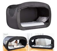 Naroote Tienda de Campaña con Cama Plegable, Portátil, Totalmente Cerrada, para Niños y Adultos, Diseño Opaco para una Mejor Calidad del Sueño, Adecuada para Uso en Interiores y Exteriores (Black)