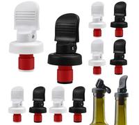 NAROSEBE 10 Pcs Tapón para Botella de Vino Tapón de Champán para Conservar el Aroma y Evitar Derrames Tapones Hermético para Botellas de Vino, Cerveza, Aceite 5 Negro + 5 Blanco, Reutilizables