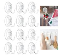 NAROSEBE 12 PCS Gancho Ventosa Ø 45 mm, Gancho de Ventosa Reutilizables, Ventosas con Gancho Transparentes, Colgador Ventosa Ducha, Ganchos Ventosa de Succión para Ducha, Baño, Cocina, Ventana