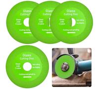 NAROSEBE 4 Pcs Disco Corte Cristal 100mm para Vidrio, Diamante para Cortar Cristal DiscosRadial Pequeña para Amoladora Angular, Cerámica, Azulejos, Corte y Pulido + 4 Arandelas Reductora