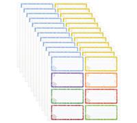 NAROSEBE 96 Pcs Pegatinas Nombre Material Escolar Pegatinas para Libros de Texto Etiquetas Adhesivas de Colores para Libros Niños Etiquetas para Marcar Material Escolar Niños Adultos, 7.6x3.5cm