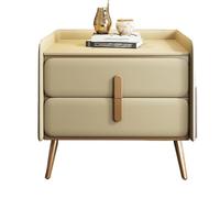 Narrow Bedside Table,Nightstand, Bedside Table with 2 Drawers, Modern Wood Night Stand, Cold Rolled Steel Gold Plated Handles and Feet(Beige,40cm)