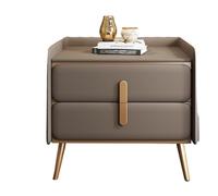 Narrow Bedside Table,Nightstand, Bedside Table with 2 Drawers, Modern Wood Night Stand, Cold Rolled Steel Gold Plated Handles and Feet(Gray Brown,50cm)