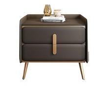 Narrow Bedside Table,Nightstand, Bedside Table with 2 Drawers, Modern Wood Night Stand, Cold Rolled Steel Gold Plated Handles and Feet(Dark Grey,50cm)