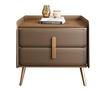 Narrow Bedside Table,Nightstand, Bedside Table with 2 Drawers, Modern Wood Night Stand, Cold Rolled Steel Gold Plated Handles and Feet(Coffee Brown,40cm)