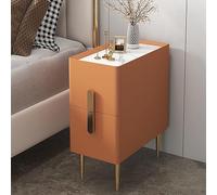Narrow Nightstand with 2 Drawers Slim Modern Bedside Table for Small Spaces Minimalist Sofa Table for Living Room Bedroom Bathroom Balcony Compact Orange Design X Small Size