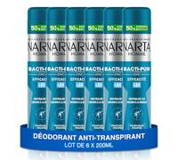 NARTA - Desodorante Bacti-Pur para hombre, antitranspirante, spray de zinc, 48 horas, sin alcohol, 6 x 200 ml