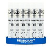 NARTA - Desodorante Invisimax para hombre con 0% de alcohol, eficacia 48 horas, antimanchas blancas, 6 x 200 ml
