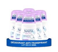 Narta Desodorante para mujer, esférico, antisudor, biótico, antiolor, 48 horas, hipoalergénico, sin alcohol, 6 x 50 ml
