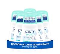 Narta Desodorante para mujer, esférico, antisudor, biótico, antiolor, 48 horas, hipoalergénico, sin alcohol, 6 x 50 ml